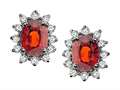 Tommaso Design™ Oval 8x6 mm Genuine Garnet and Diamond Earrings