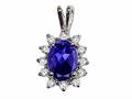 Tommaso Design™ Oval 8x6 mm Genuine Iolite and Diamond Pendant