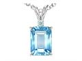 Tommaso Design™ Emerald Cut Simulated Aquamarine and Genuine Diamond Pendant