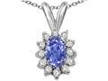 Tommaso Design™ Oval 7x5mm Genuine Tanzanite and Diamond Pendant