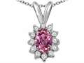 Tommaso Design™ Oval 7x5mm Genuine Pink Tourmaline and Diamond Pendant