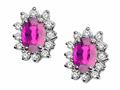 Tommaso Design™ Oval 7x5mm Genuine Pink Tourmaline and Diamond Earrings