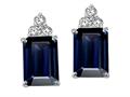 Tommaso Design™ Emerald Cut 7x5mm Genuine Sapphire and Diamond Earrings