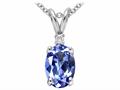 Tommaso Design™ 7x5mm Oval Genuine Tanzanite And Diamond Pendant