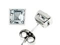 Tommaso Design™ Genuine Small 4mm. Square Cut Light Aquamarine Earrings