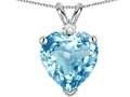Tommaso Design™ 8mm Heart Shape Simulated Aquamarine and Genuine Diamond Pendant