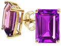 Tommaso Design™ Emerald Cut 8x6mm Genuine Amethyst Earrings