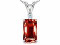 Tommaso Design™ Emerald Cut 8x6mm Genuine Garnet and Diamond Pendant