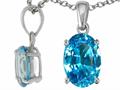 Tommaso Design™ Genuine Oval 8x6mm Blue Topaz Pendant