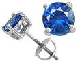 Tommaso Design™ Round 6 mm Genuine Sapphire Screw Back Earring Studs