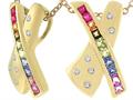 Tommaso Design™ Rainbow Sapphire Pendant with 10 Genuine Multi Color Princess Cut Sapphires