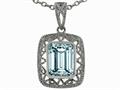 Tommaso Design™ Genuine Emerald Cut Aquamarine Pendant