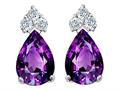 Tommaso Design™ Pear Shape 7x5mm Genuine Amethyst and Diamond Earrings