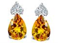Tommaso Design™ Pear Shape 7x5mm Genuine Citrine and Diamond Earrings