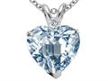 Tommaso Design™ Simulated 8mm. Heart Shape Aquamarine and Genuine Diamond Pendant