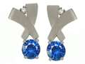 Tommaso Design™ Round 5mm Genuine Sapphire and Diamond Earrings