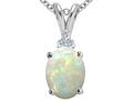Tommaso Design™ Genuine Oval Opal and Diamond Pendant