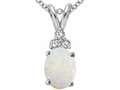 Tommaso Design™ Oval 8x6mm Genuine Opal and Diamond Pendant