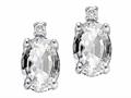 Tommaso Design™ Oval 8x6 mm Genuine White Topaz And Diamond Earrings