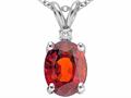 Tommaso Design™ Oval 9x7 mm Genuine Garnet And Diamond Pendant