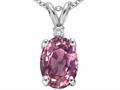 Tommaso Design™ Oval 8x6 mm Genuine Pink Tourmaline And Diamond Pendant
