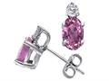 Tommaso Design™ Genuine Oval Pink Sapphire and Diamond Earrings