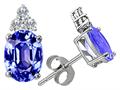 Tommaso Design™ Oval 7x5 mm Genuine Tanzanite and Diamond Earrings