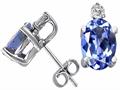 Tommaso Design™ Oval 7x5mm Genuine Tanzanite And Diamond Earring Studs