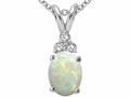 Tommaso Design™ Genuine Opal Oval 8x6 and Diamond Pendant