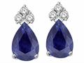 Tommaso Design™ Pear Shape 8x6mm Genuine Sapphire and Diamond Earrings