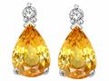 Tommaso Design™ Pear Shape 8x6mm Genuine Yellow Orange Sapphire and Diamond Earrings