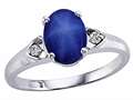 Tommaso Design™ Created Star Sapphire Oval 9x7mm and Genuine Diamond Ring
