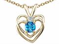 Tommaso Design™ Round 4mm Genuine Blue Topaz and Diamond Heart Pendant