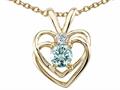 Tommaso Design™ Round 4mm Genuine Aquamarine and Diamond Heart Pendant