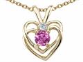 Genuine Pink Tourmaline and Diamond Heart Pendant