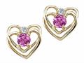 Tommaso Design™ Round 4mm Genuine Pink Tourmaline and Diamond Heart Earrings