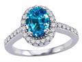 Tommaso Design™ Genuine Blue Topaz and Diamond Ring
