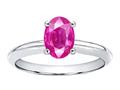 Tommaso Design™ Oval 7x5mm Genuine Pink Sapphire Solitaire Engagement Ring