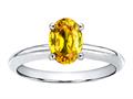 Tommaso Design™ Oval 7x5mm Genuine Yellow Sapphire Solitaire Engagement Ring