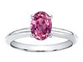 Tommaso Design™ Genuine Pink Tourmaline Oval 8x6mm Solitaire Engagement Ring
