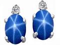 Tommaso Design™ Lab Created Star Sapphire and Genuine Diamond Earrings