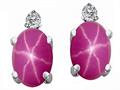 Tommaso Design™ Oval 8x6mm Created Star Ruby and Genuine Diamond Earrings