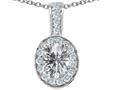 Tommaso Design™ Oval 8x6mm Genuine White Topaz and Diamond Pendant
