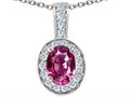 Tommaso Design™ Oval 8x6mm Genuine Pink Tourmaline and Diamond Pendant