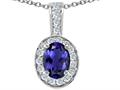 Tommaso Design™ Oval 8x6mm Genuine Iolite and Diamond Pendant