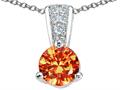 Tommaso Design™ Round 5mm Genuine Orange Sapphire and Diamond Pendant