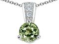 Tommaso Design™ Round 5mm Genuine Green Sapphire and Diamond Pendant