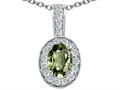 Tommaso Design™ Oval 7x5 mm Genuine Green Sapphire and Diamond Pendant