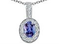Tommaso Design™ Oval 7x5 mm Genuine Tanzanite and Diamond Pendant