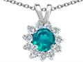 Tommaso Design™ Round Genuine Emerald and Diamond Pendant